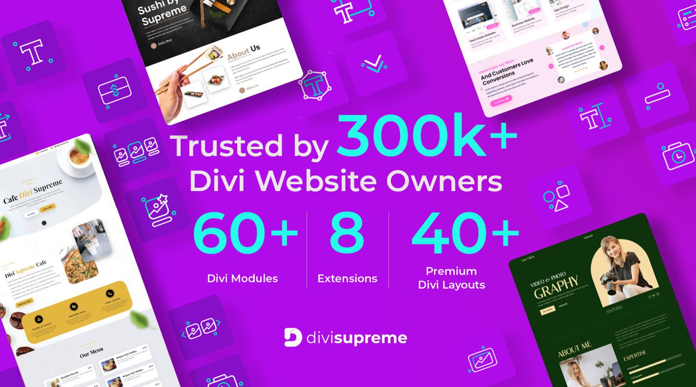 A screenshot of Divi Supreme Pro's promotional header