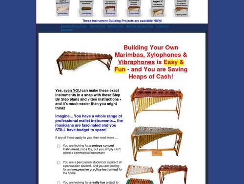 Download Plans to Make or Build a Marimba, Vibraphone, Xylophone, Carillon, Metallophone