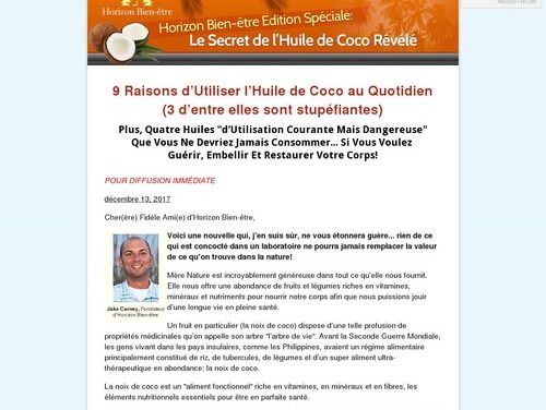 Horizon Bien-être Edition Spéciale: Le Secret de l’Huile de Coco Révélé