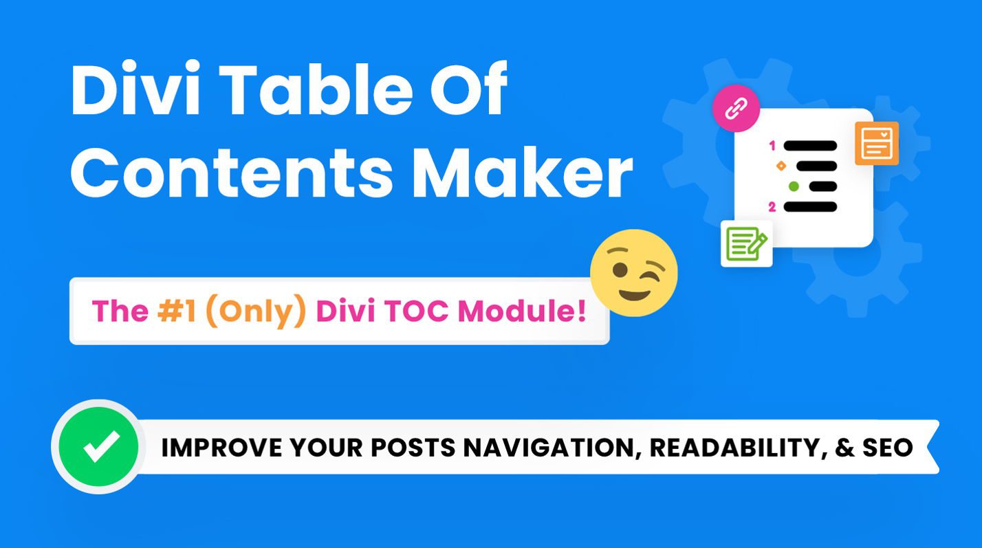 Promotional image for Divi Table Of Contents Maker