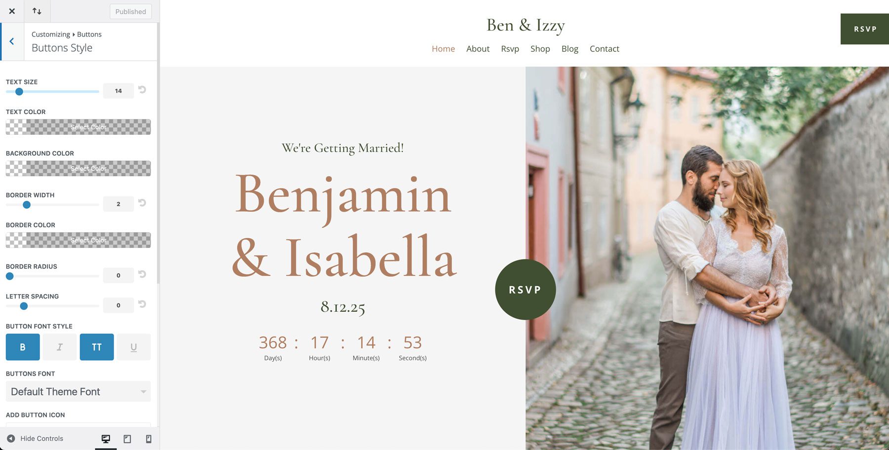 wedding starter site for divi