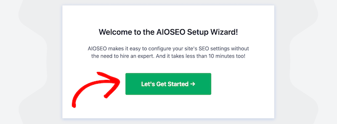 Click Let's start the AIOSEO setup wizard