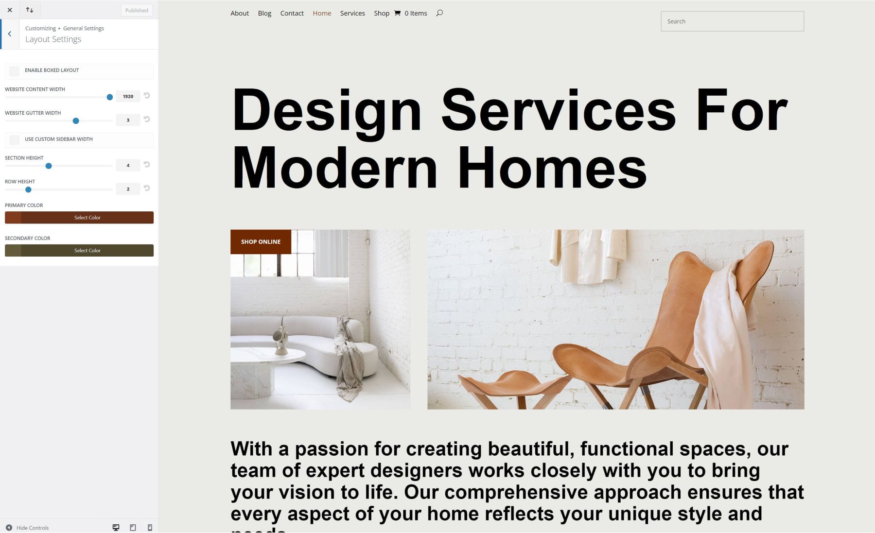 divi interior starter site