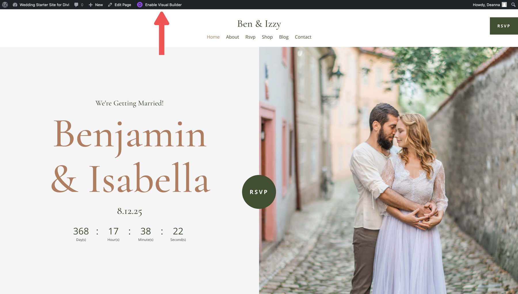 wedding starter site for divi