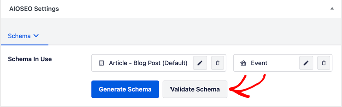 Schema validation in AIOSEO