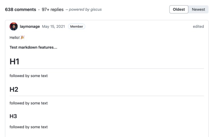 Comment system based on Giscus GitHub