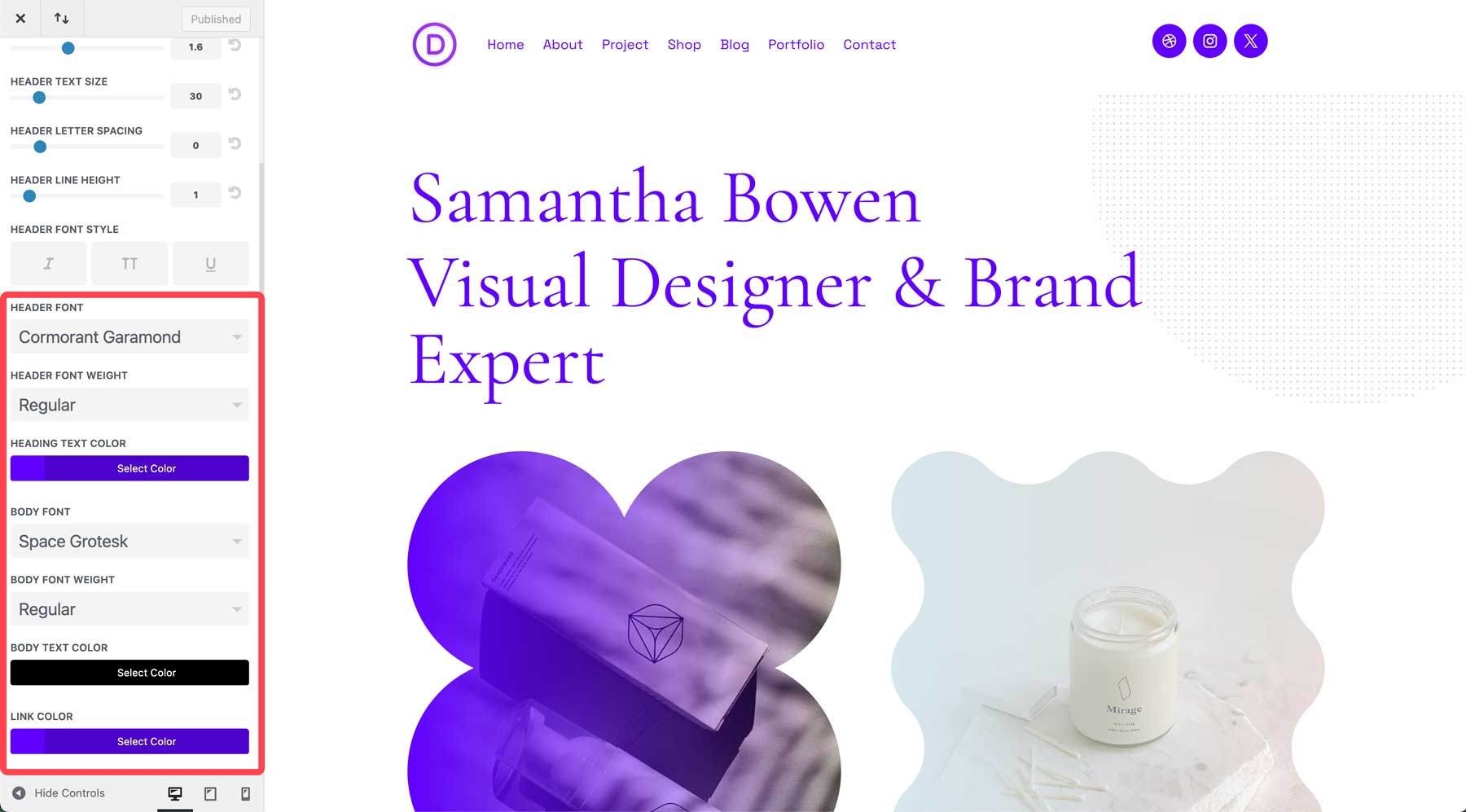 creative director starter site for Divi