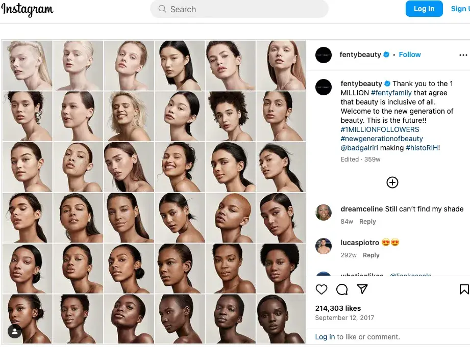 Inclusive Customer Acquisition Strategy Example: Fenty Beauty