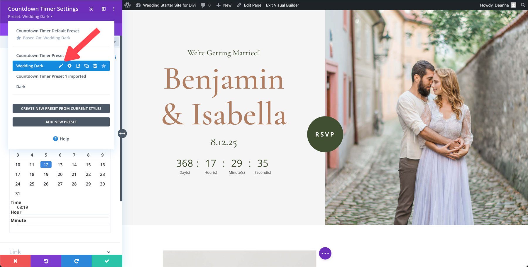 wedding starter site for divi 