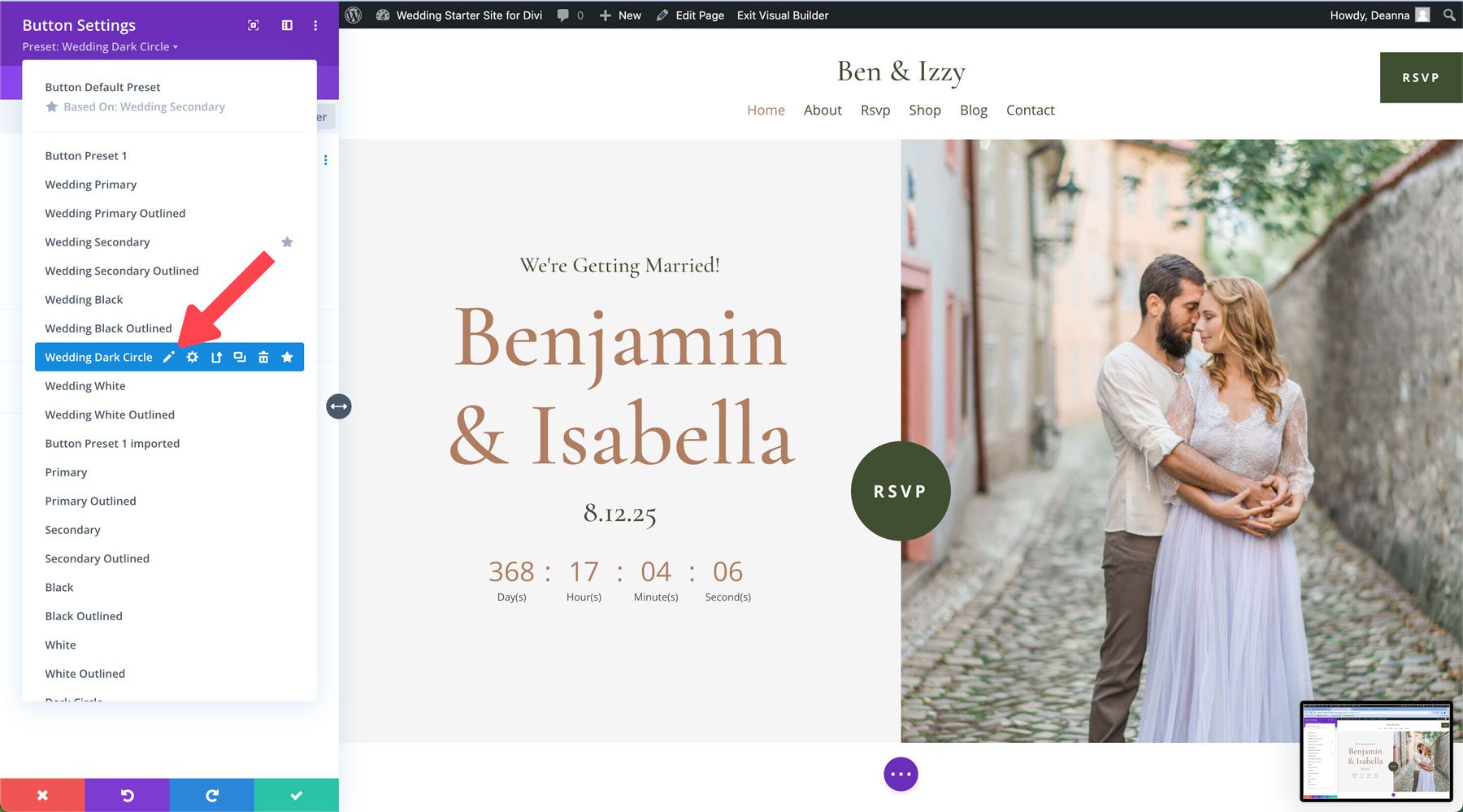 wedding starter site for divi