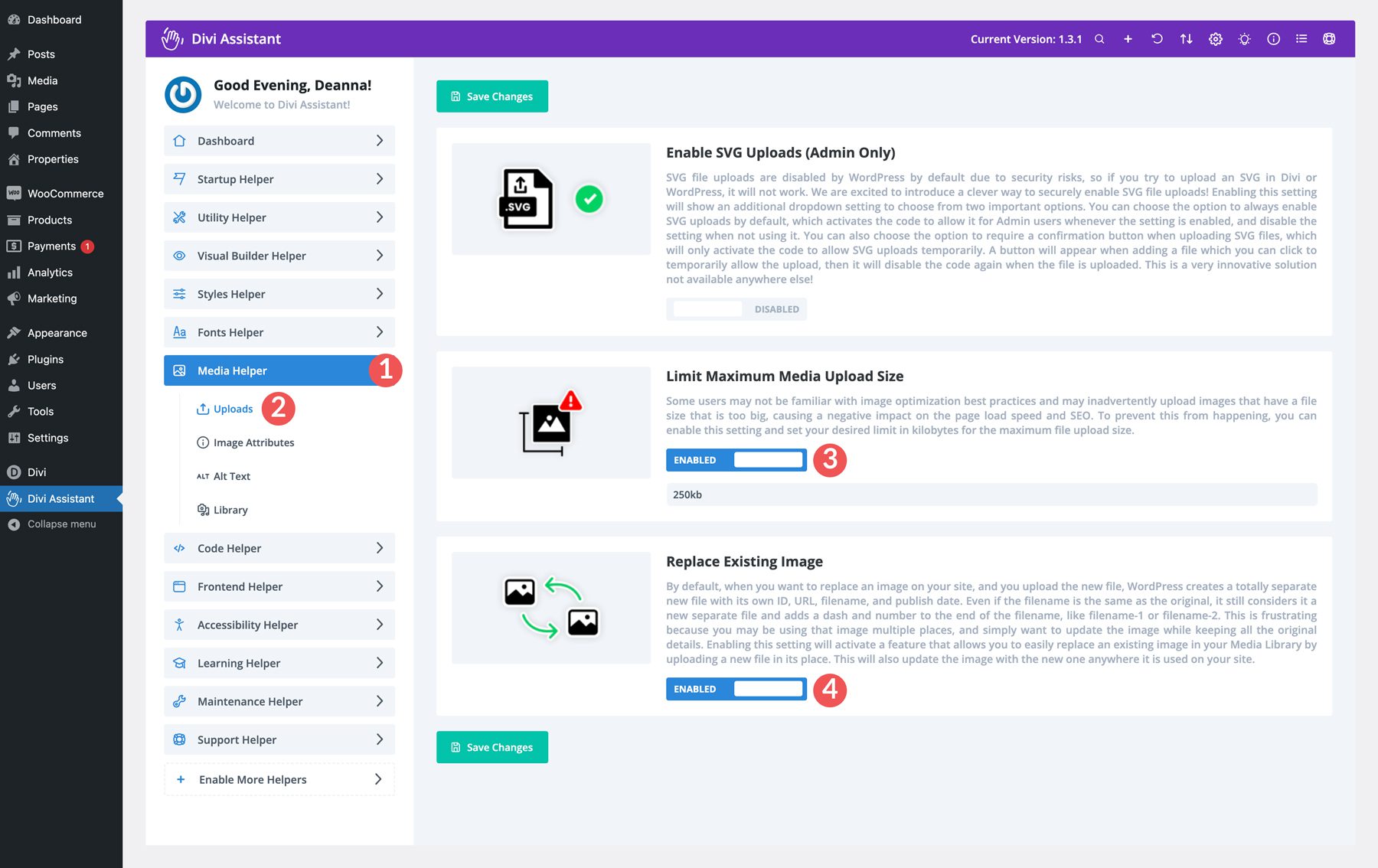 set a maximum file size for images in Divi Assistant