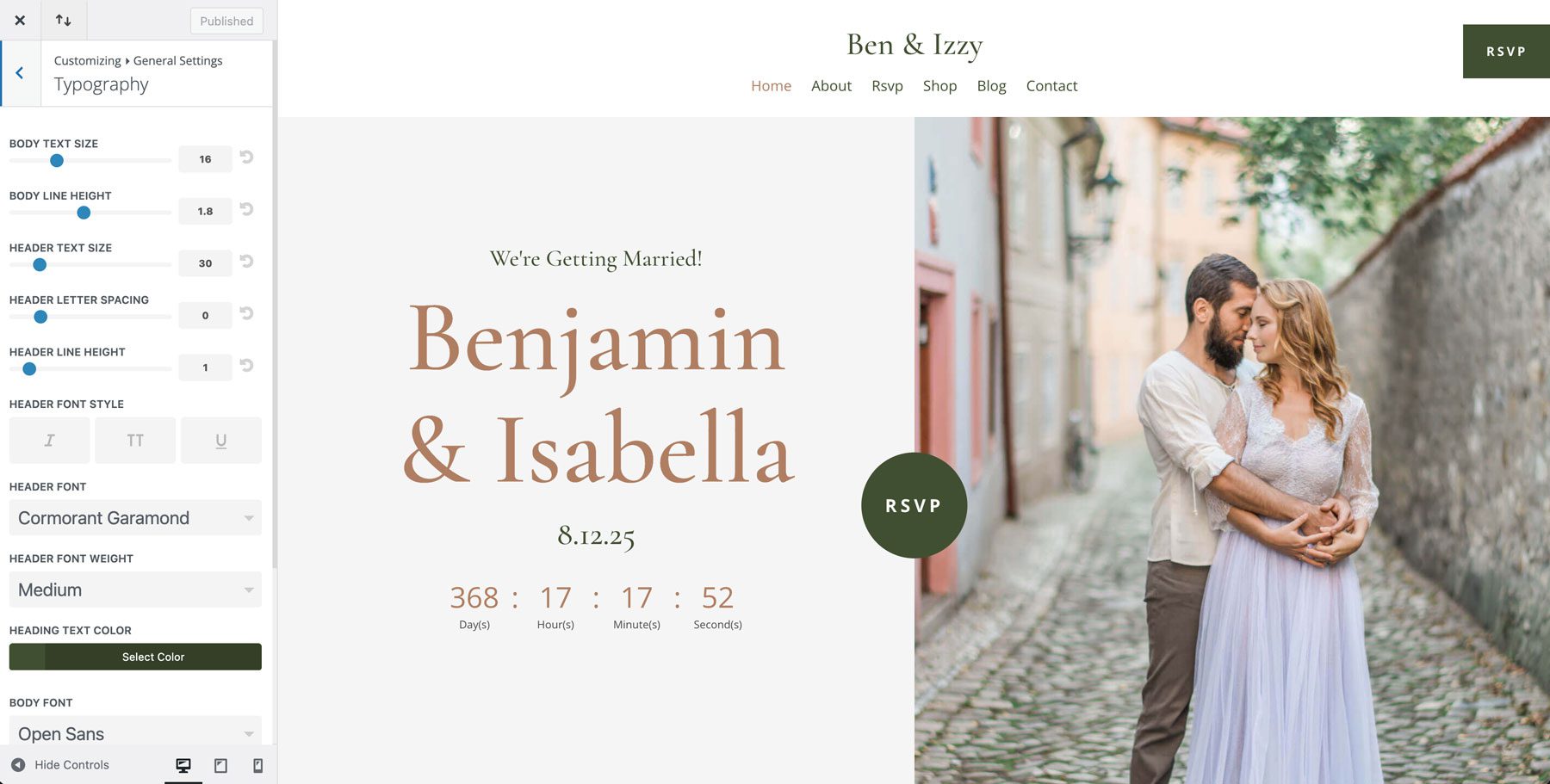 wedding starter site for divi