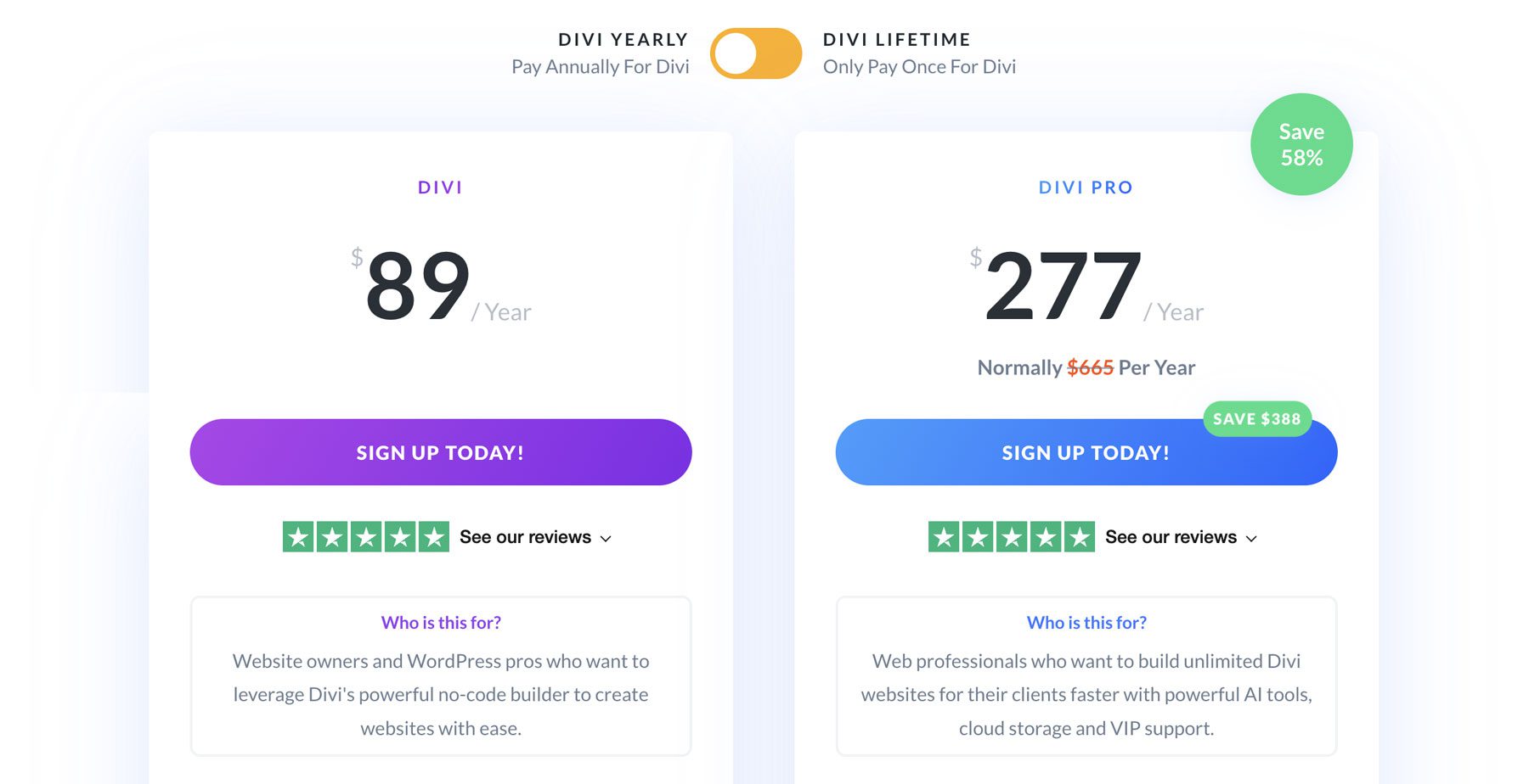 Divi pricing