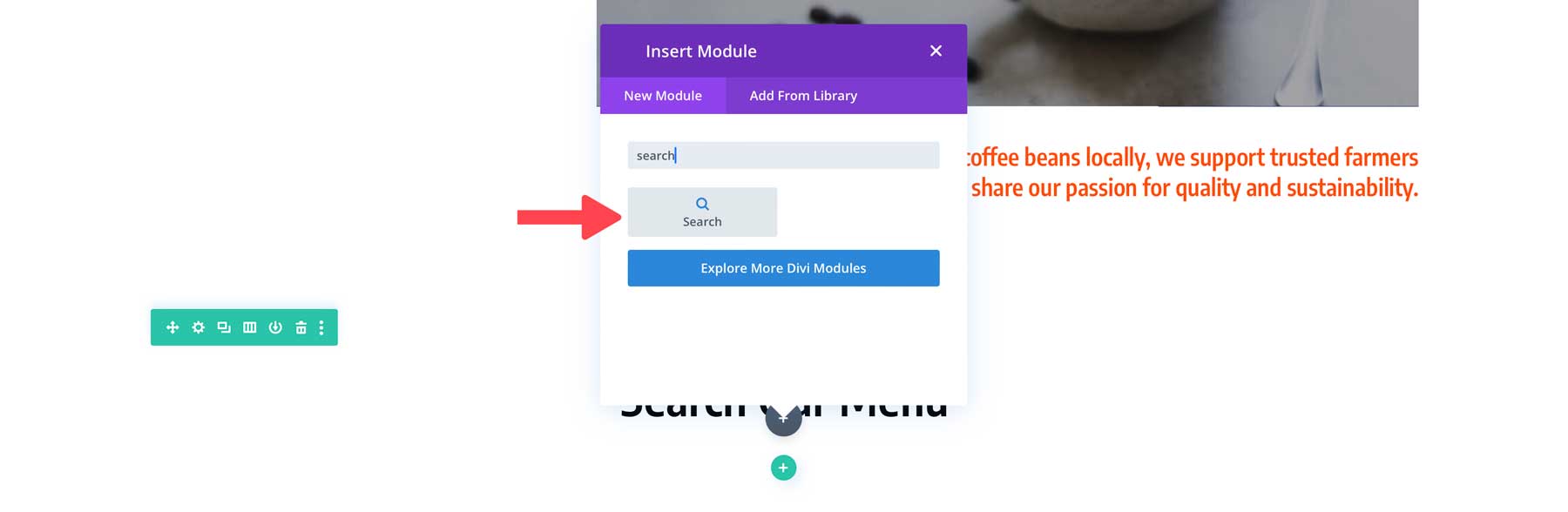 Add Divi Search Module