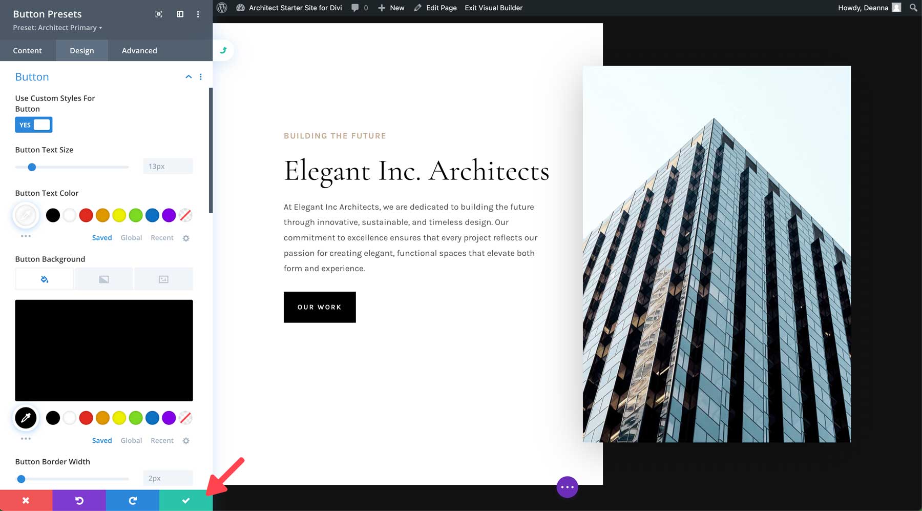 Architect starter site for Divi