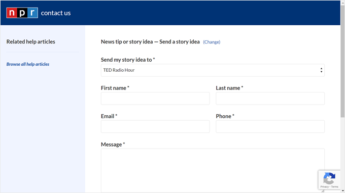 NPR's contact form