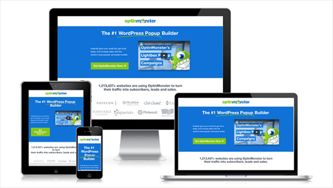 OptinMonster's responsive landing page