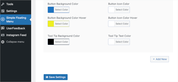 The color settings for a Simple Floating Icon's icon display