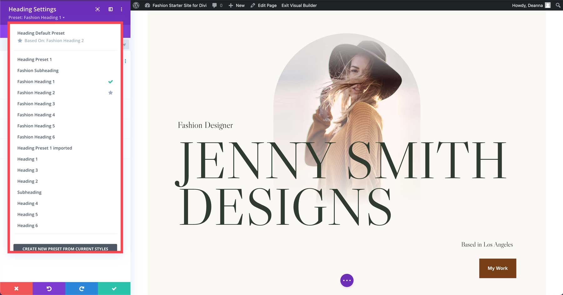 fashion starter site for Divi