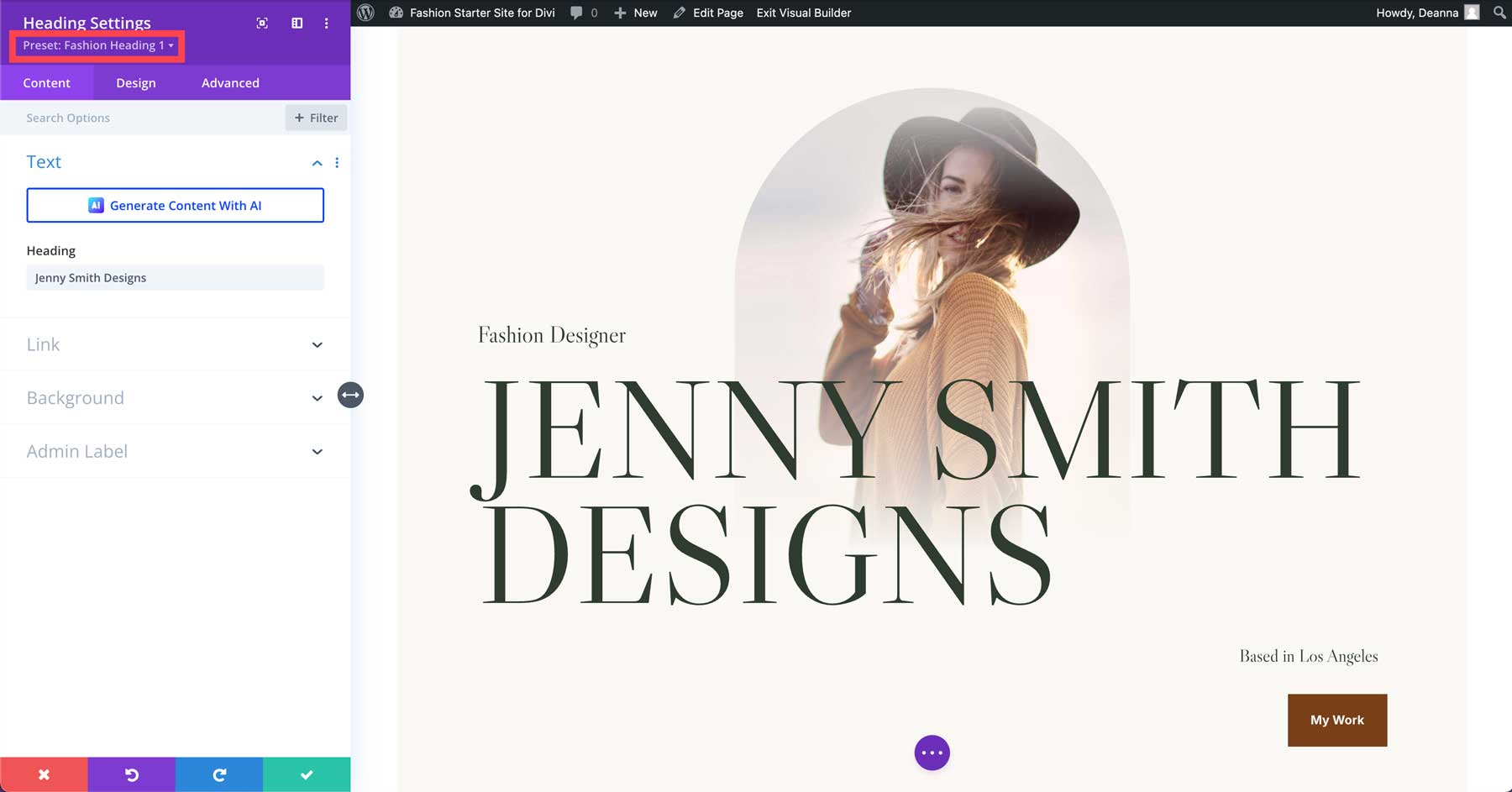 fashion starter site for Divi