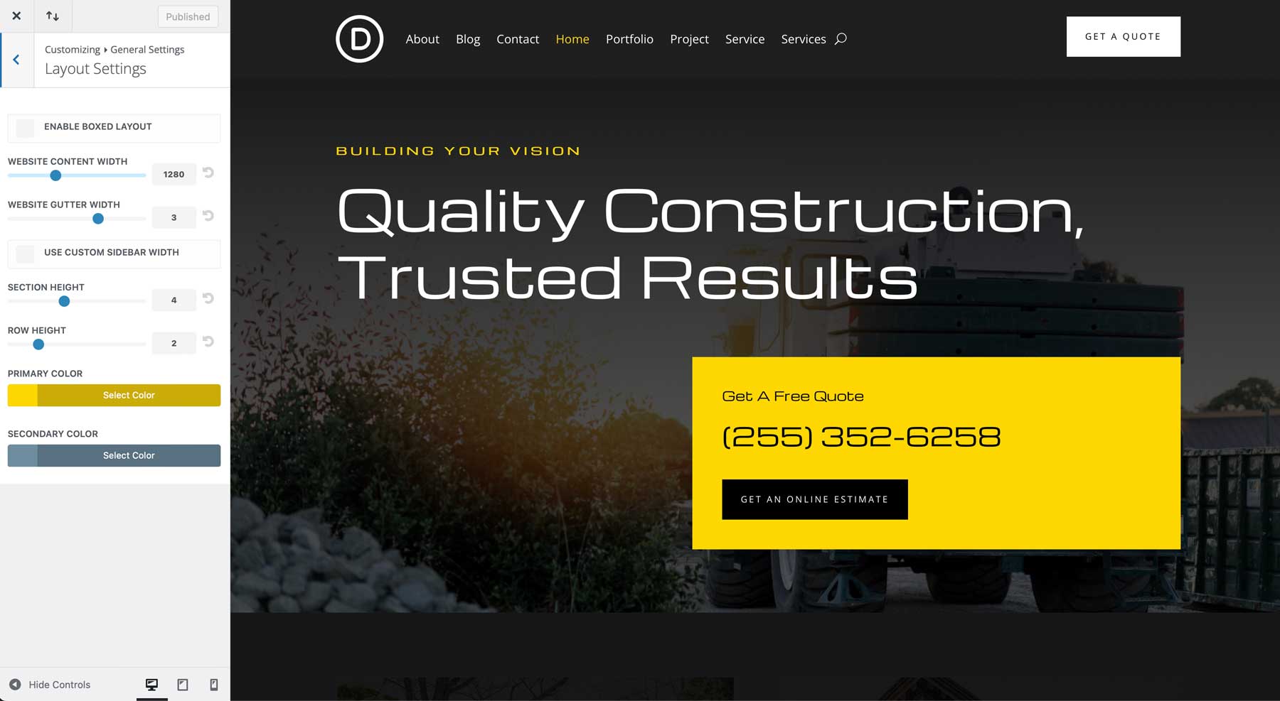 construction starter site for Divi