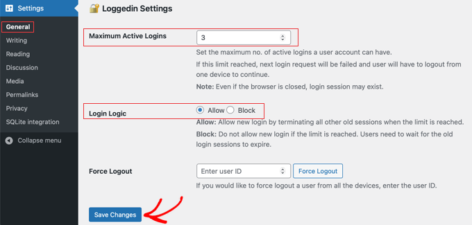 Registered plugin settings