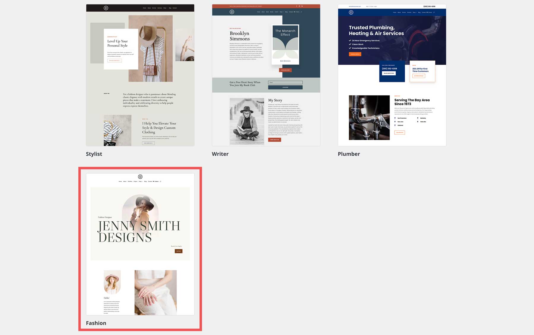 fashion starter site for Divi