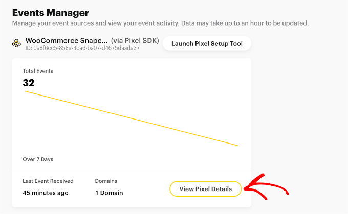 View pixel details buttons in Snapchat