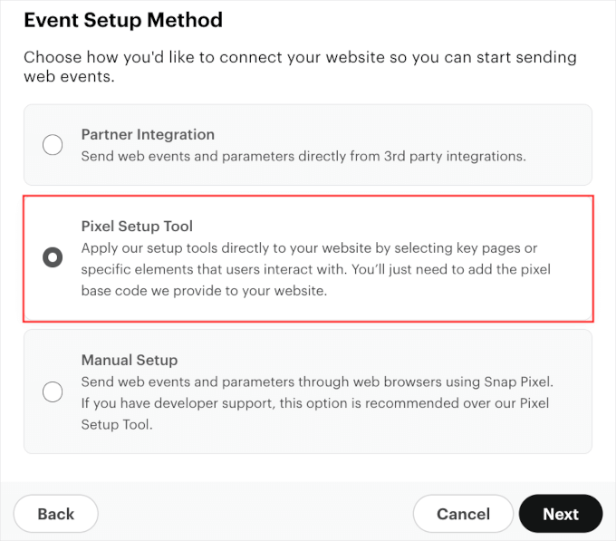 Snapchat pixel setup tool