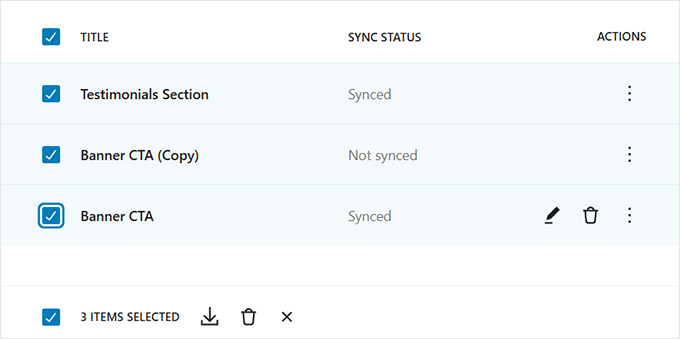 Bulk edit options in data views