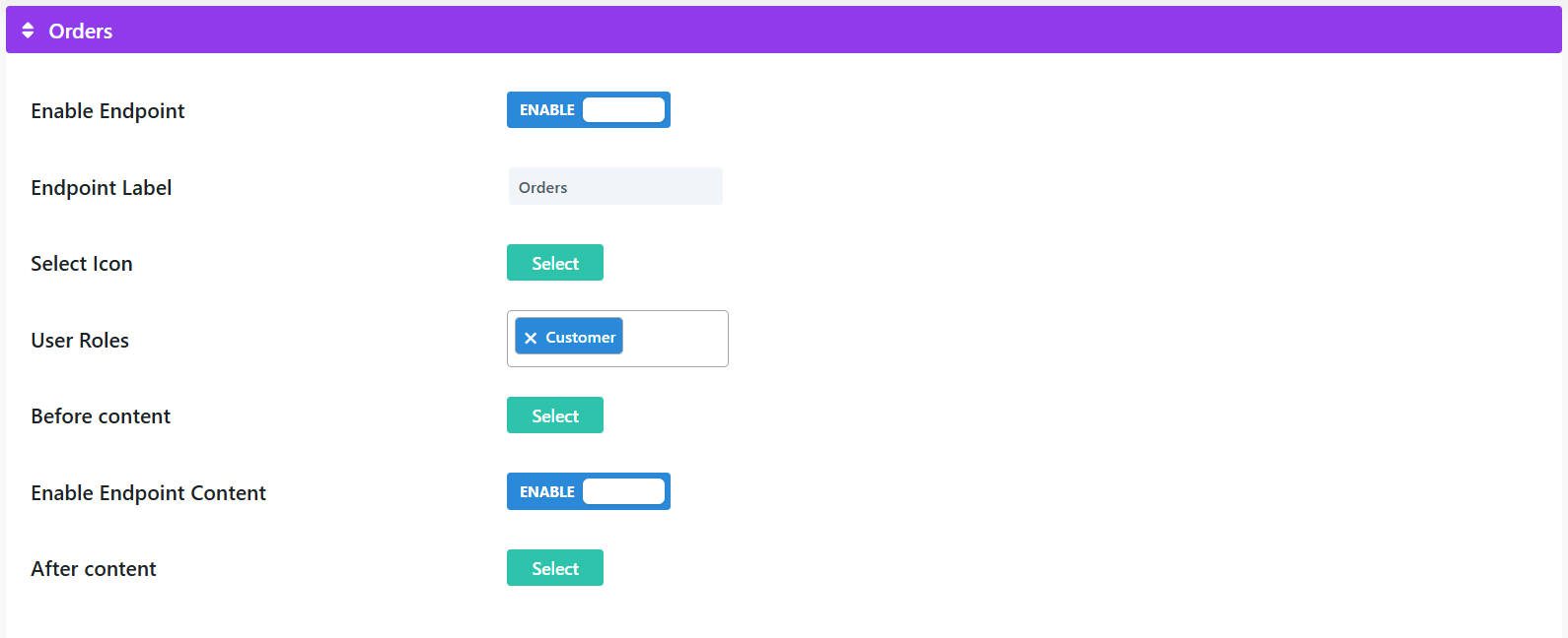 Divi MyAccount Page Endpoint Options