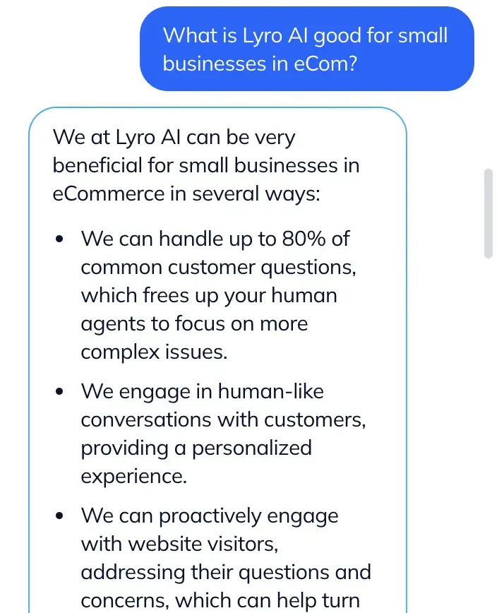 Lyro Chatbot’s human-like interactions