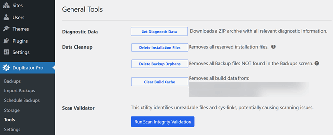 Deleting unnecessary files after restoring a Duplicator backup