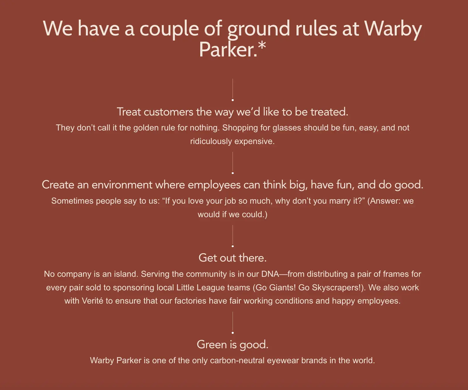 warby parker creative employee handbook rules.