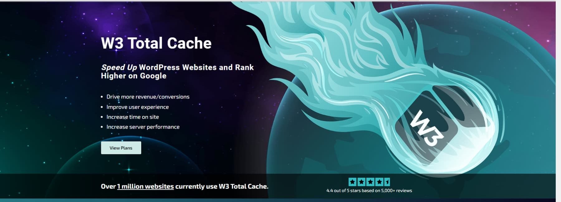 A screenshot of w3tc's home page