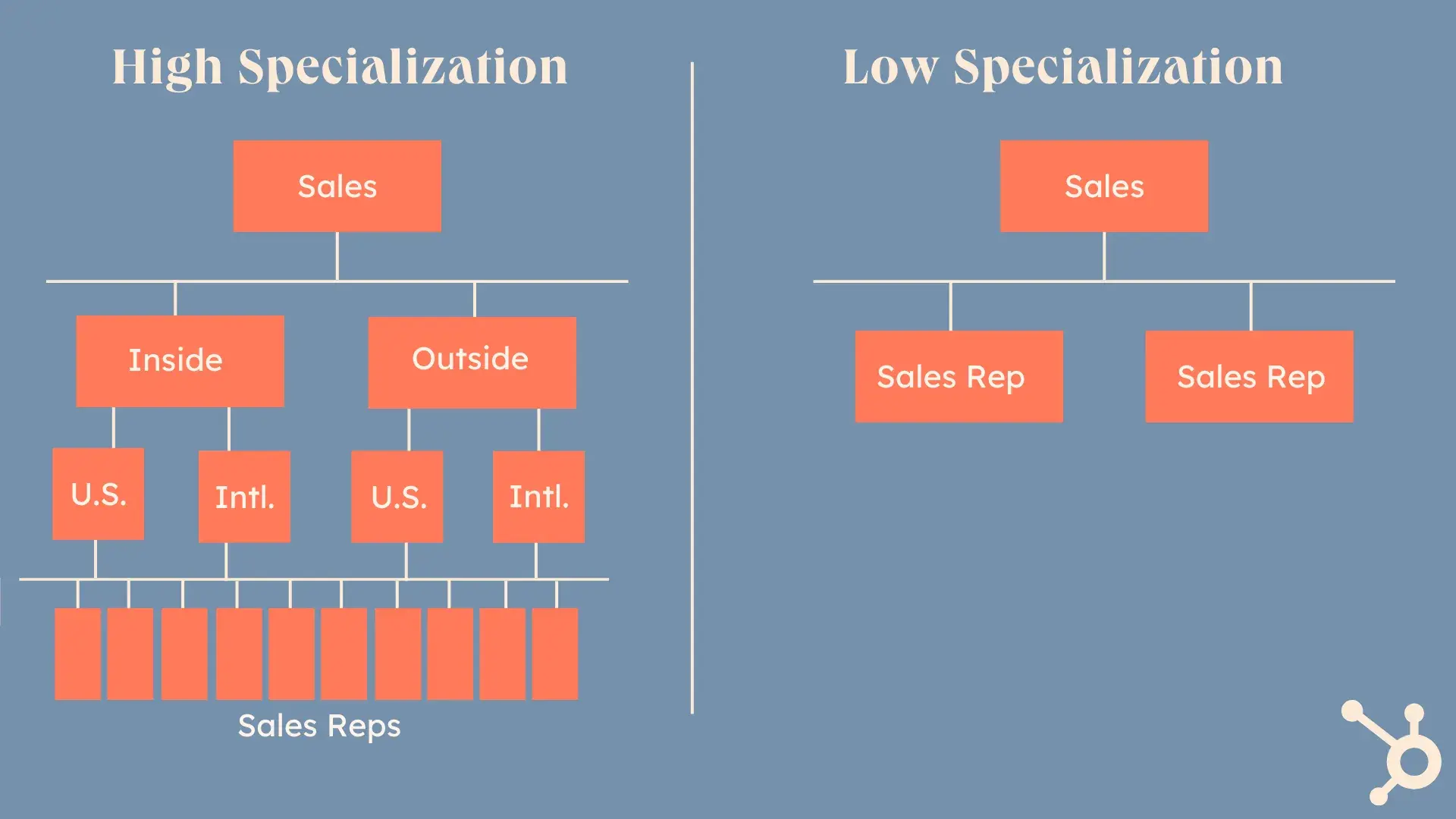 image of the constituent element of the business with different specialization structure