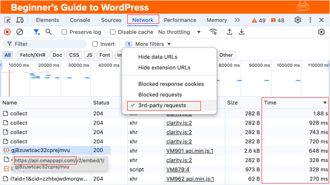 Identificazione delle richieste HTTP utilizzando gli strumenti per sviluppatori del browser