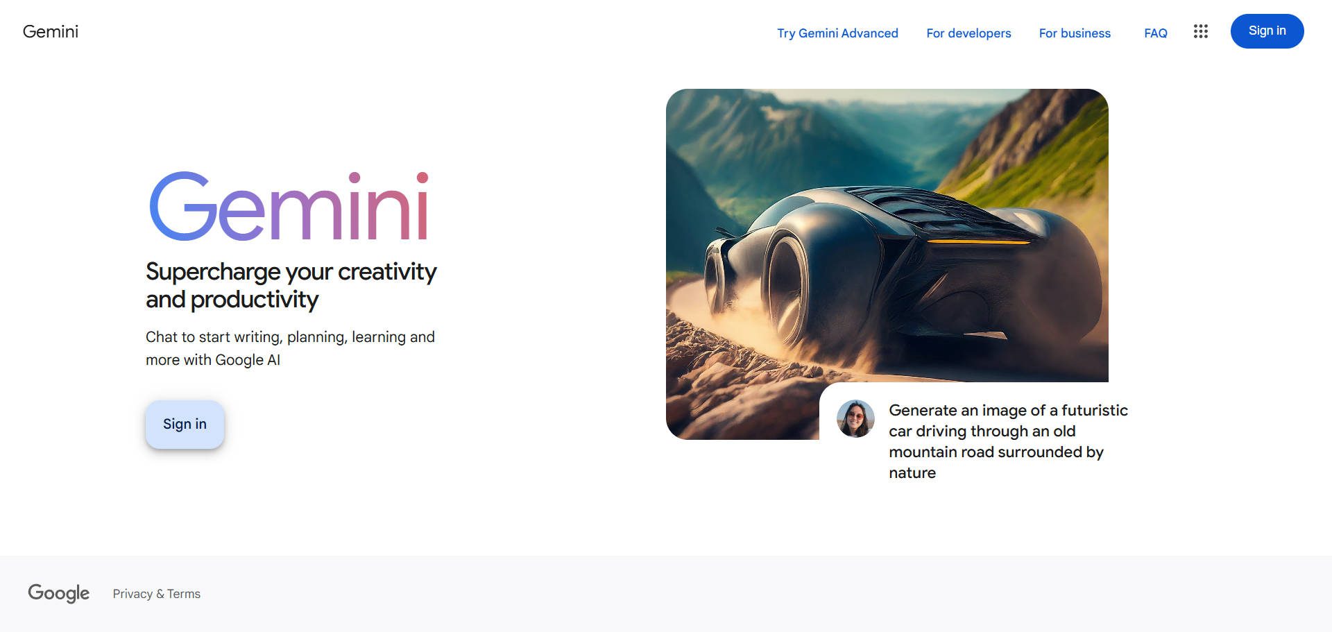 Accedi alla pagina per la chat e vocale di Google Gemini AI