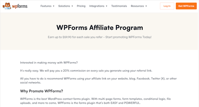 Annuncio di un programma di marketing di affiliazione sul tuo sito Web