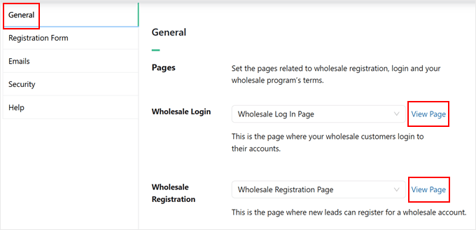 Viewing the Wholesale Registration and Log In pages