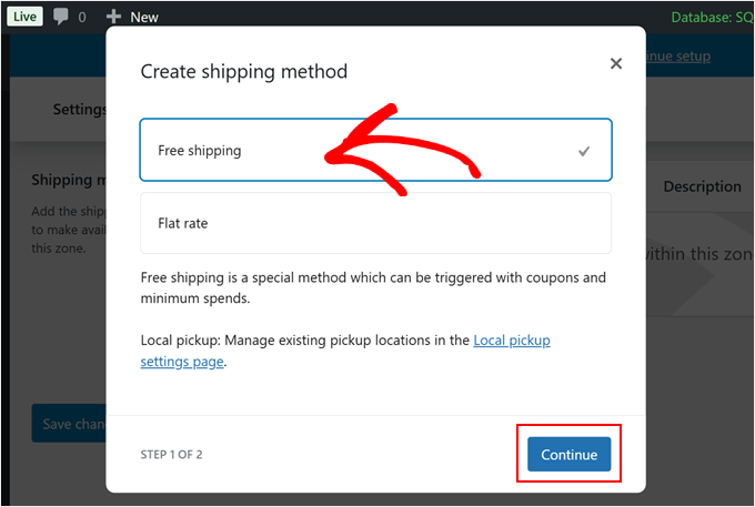 Choosing a shipping method in WooCommerce