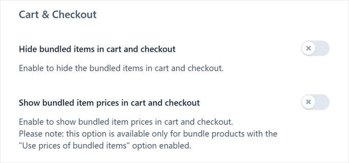 Choosing whether to show items in the bundle in cart and checkout with the YITH plugin