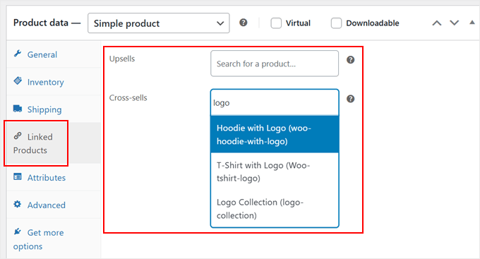 Configuring the Linked Product settings in WooCommerce